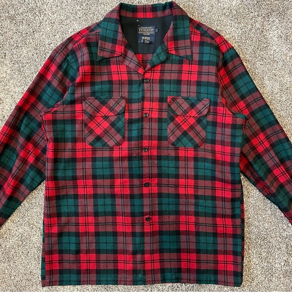 Pendleton Plaid Board Shirt 100% Virgin Wool Men’s Size Large - Picture 3 of 6